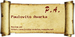 Paulovits Avarka névjegykártya